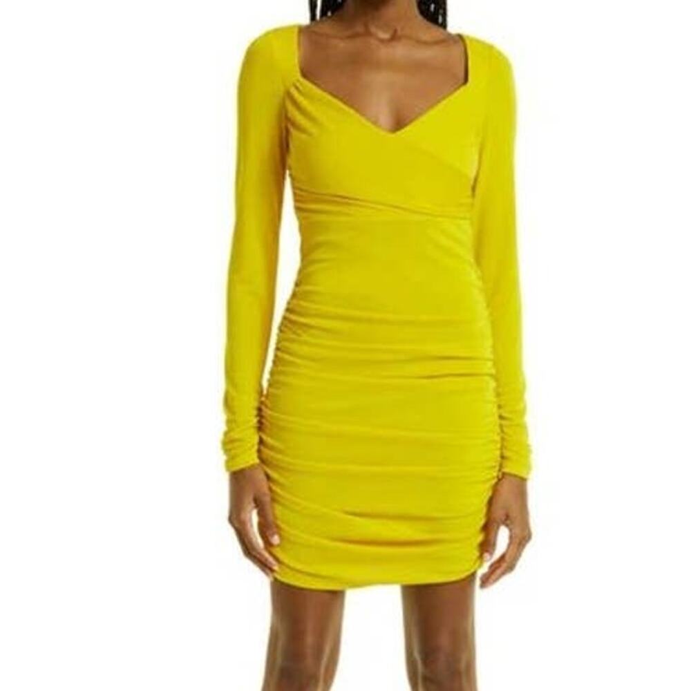 Cinq a Sept Miah Dress in Pineapple Bright Yellow Long Sleeve - Picture 4 of 10
